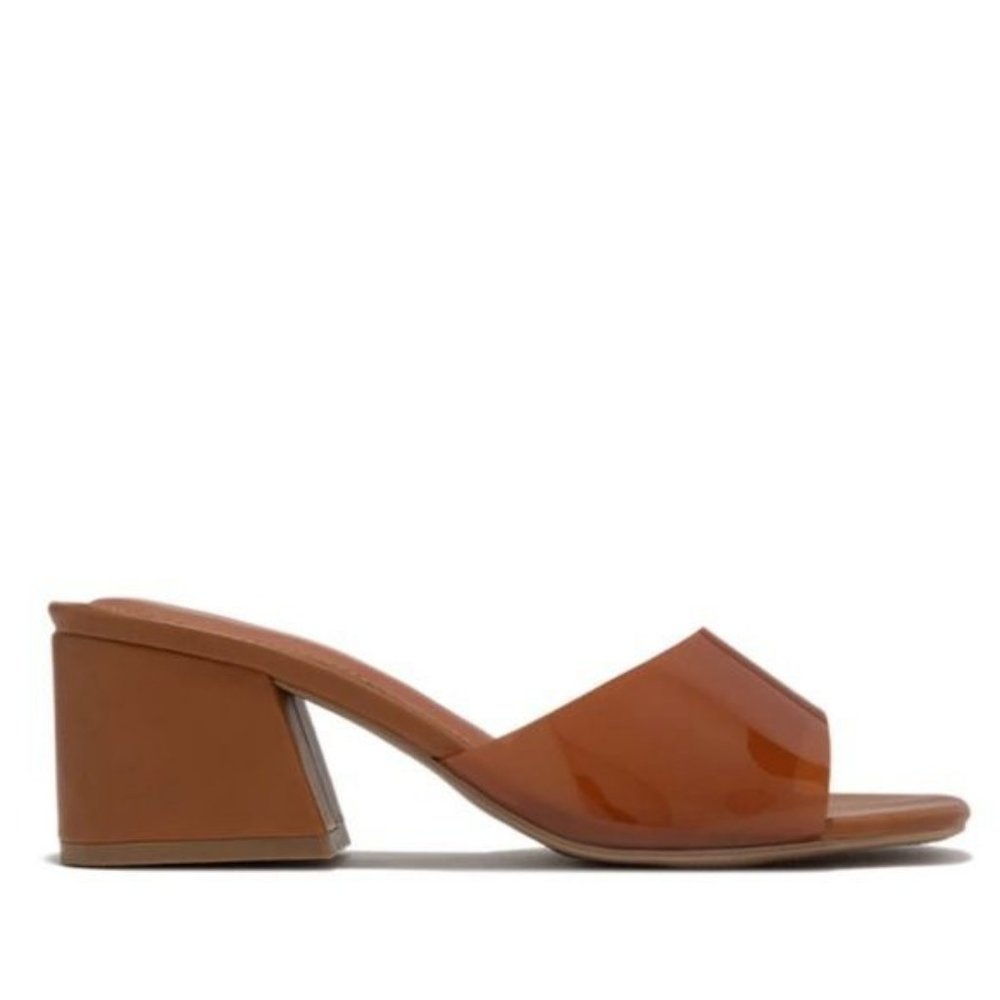!! NEW !! Transparent Mid Heel Mules in Coffee